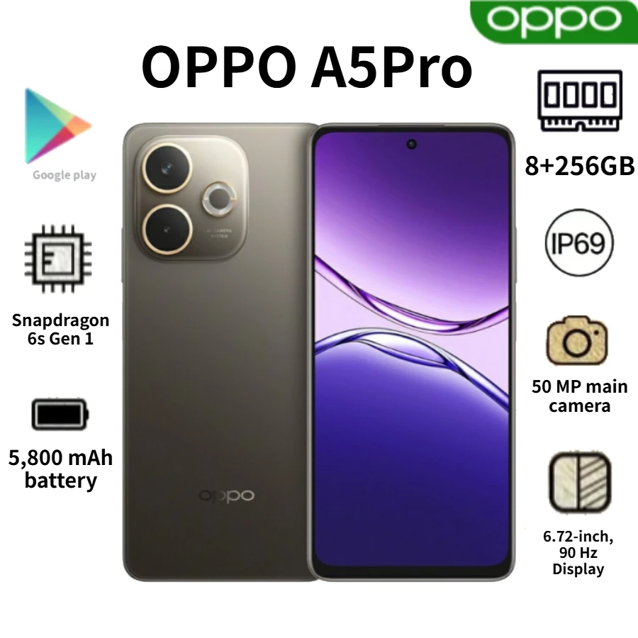 (2026 Latest Edition) OPPO A5 Pro Smartphone, Global Version, 6.67-inch Display, 5800mAh Battery, 50MP Dual Camera, Dual SIM
