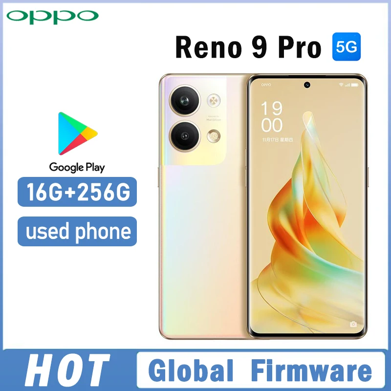 OPPO Reno 9 pro 5G smartphone Global firmware MTk Dimensity 8100-Max 6.7" 2412x1080 16GB 256GB screen fingerprint Used Phone