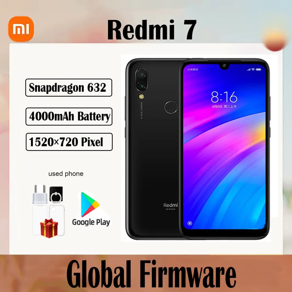 Global firmware Xiaomi Redmi 7 smartphone Dual Camera Dual SIM Solt Cellphone Android used phone Global firmware Xiaomi Redmi 7 smartphone Dual Camera Dual SIM Solt Cellphone Android used phone