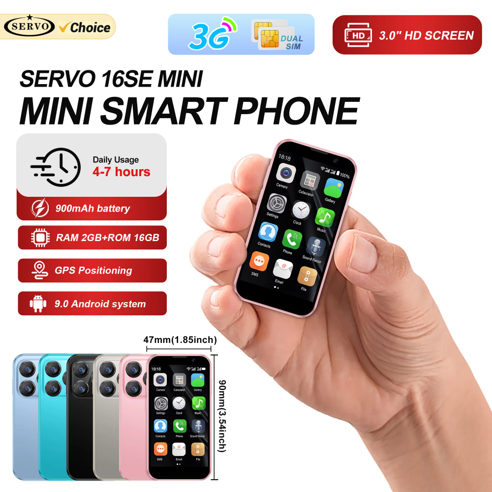 2025 NEW 3G Mini Smartphone Android 9.0 3.0-inch HD Screen 2G RAM 16G ROM Dual SIM Standby Play Store Small Cellphone More Apps