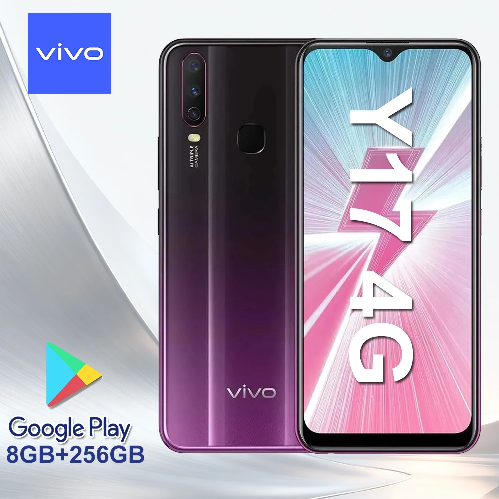 VIVO Y17 fashion smart 4G mobile phone/dual sim dual standby dual Nano-SIM card+microSD slot design 8GB+256gb memory and storage