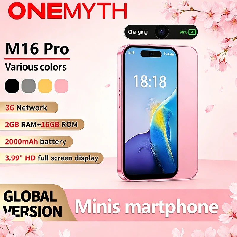 ONEMYTH M16 Pro Mini 4" Small Screen Smartphone | Face ID Unlock, Dual SIM, 2000mAh Battery, 2GB RAM 16GB ROM