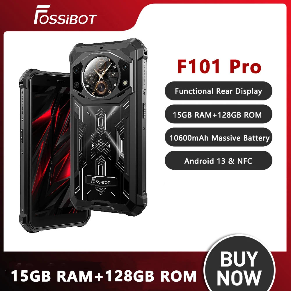 Rugged Phones FOSSiBOT F101 PRO 5.45" FHD+ Smartphone Android 13 Infrared Night Vision Camera 15GB+128GB 10600mAh Cell Phone NFC