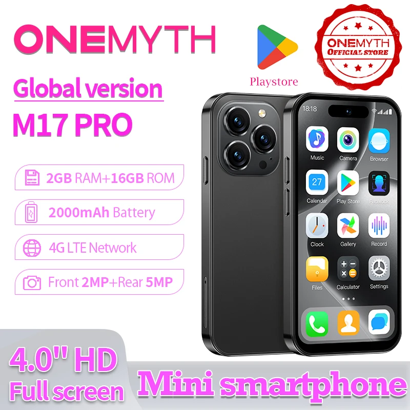 【World Premiere】ONEMYTH M17 Pro Mini Smartphone 4G Network Dual SIM Play Store 4.0 Inch HD Display 2000mAh 2GB+16GB Android 12.0