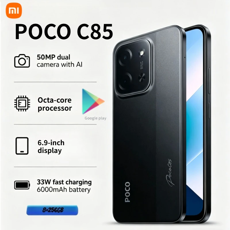2026 New POCO C85 Global Edition Smartphone: 6.9-inch display, 8GB + 256GB storage, 120Hz LCD screen, 6000mAh battery