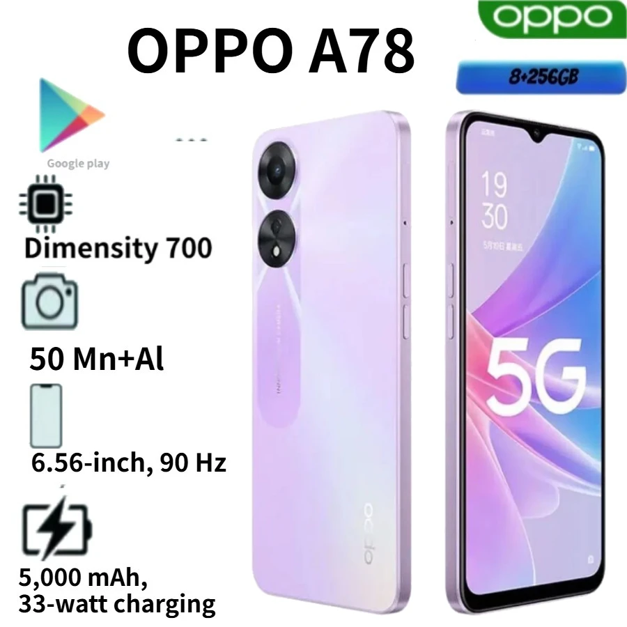 2026 New OPPO A78 Global Edition Smartphone: 8GB RAM, 256GB Storage, 67W Fast Charging, AMOLED Display
