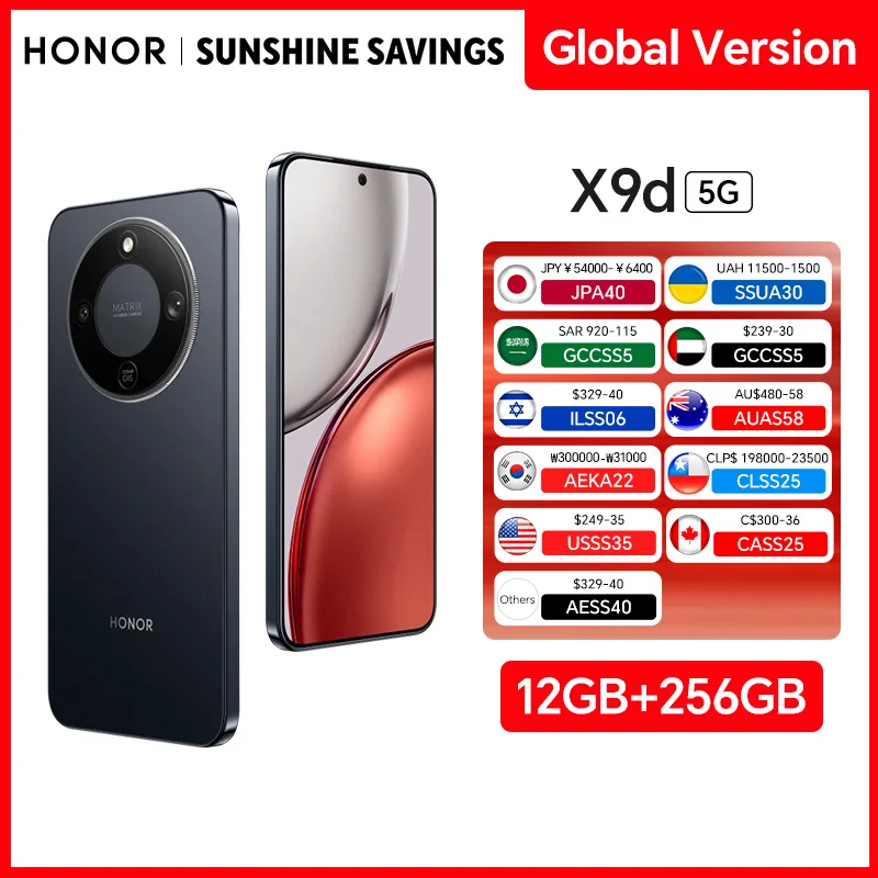 HONOR X9d Global Version 12GB+256GB 5G Smartphone 6.79'' 120Hz Screen 108MP AI Camera 8300mAh 66W Super Charging NFC OTA