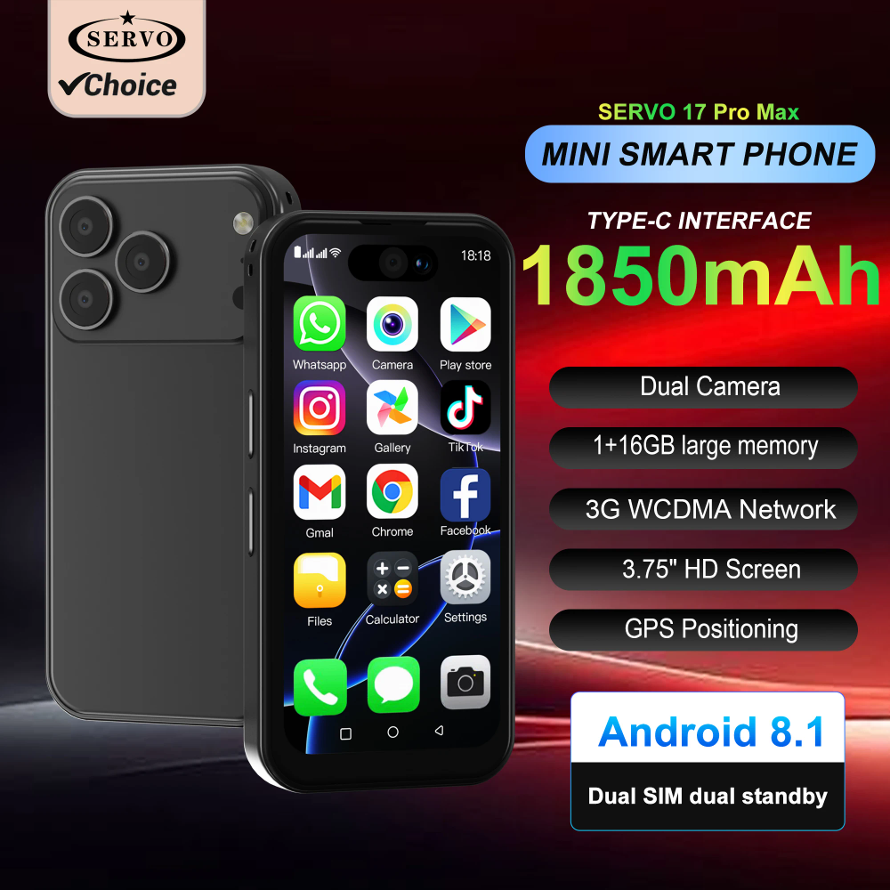 2025 New SERVO 17PRO MAX 3G Android Small Smartphone 16GB Dual SIM Face Unlock Play Store WhatsAPP Mini Smart Phones 3.75" inch