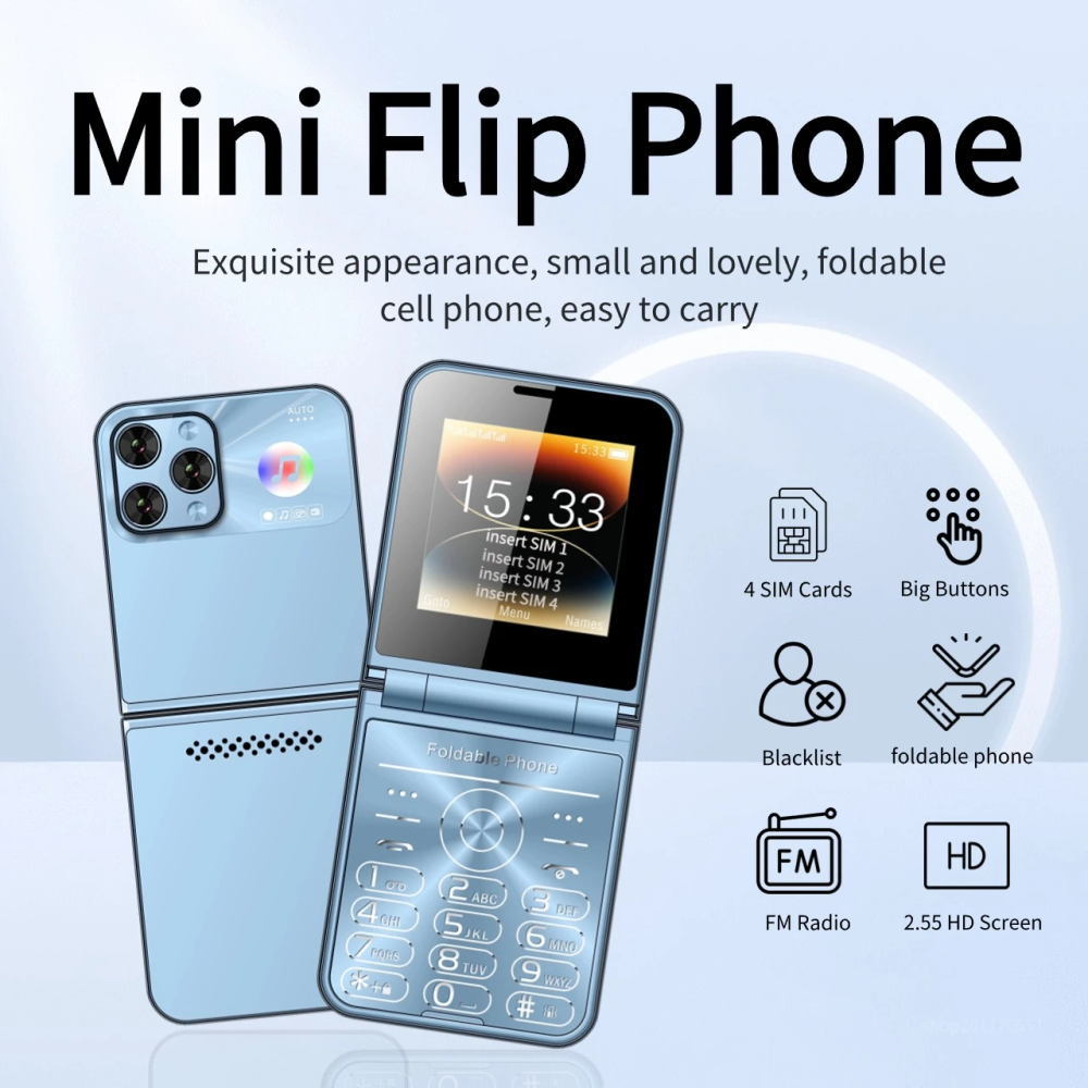 Adorable Unlocked Folding Tiny Mobile 4 SIM Card Flip Elderly Cellphone Torch Blacklist Oversized Button Slim Large Screen Phone Adorable Unlocked Folding Tiny Mobile 4 SIM Card Flip Elderly Cellphone Torch Blacklist Oversized Button Slim Large Screen Phone