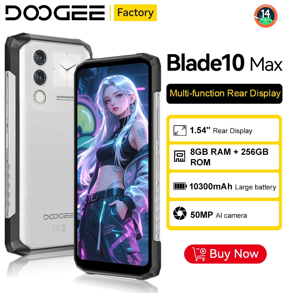 DOOGEE Blade 10 Max Smartphon 4G 6.56" 90Hz Display Unisoc T606 Octa Core Mobile Phone 20GB(8+12)+256GB 50MP 10300mAh Android 14 DOOGEE Blade 10 Max Smartphon 4G 6.56" 90Hz Display Unisoc T606 Octa Core Mobile Phone 20GB(8+12)+256GB 50MP 10300mAh Android 14