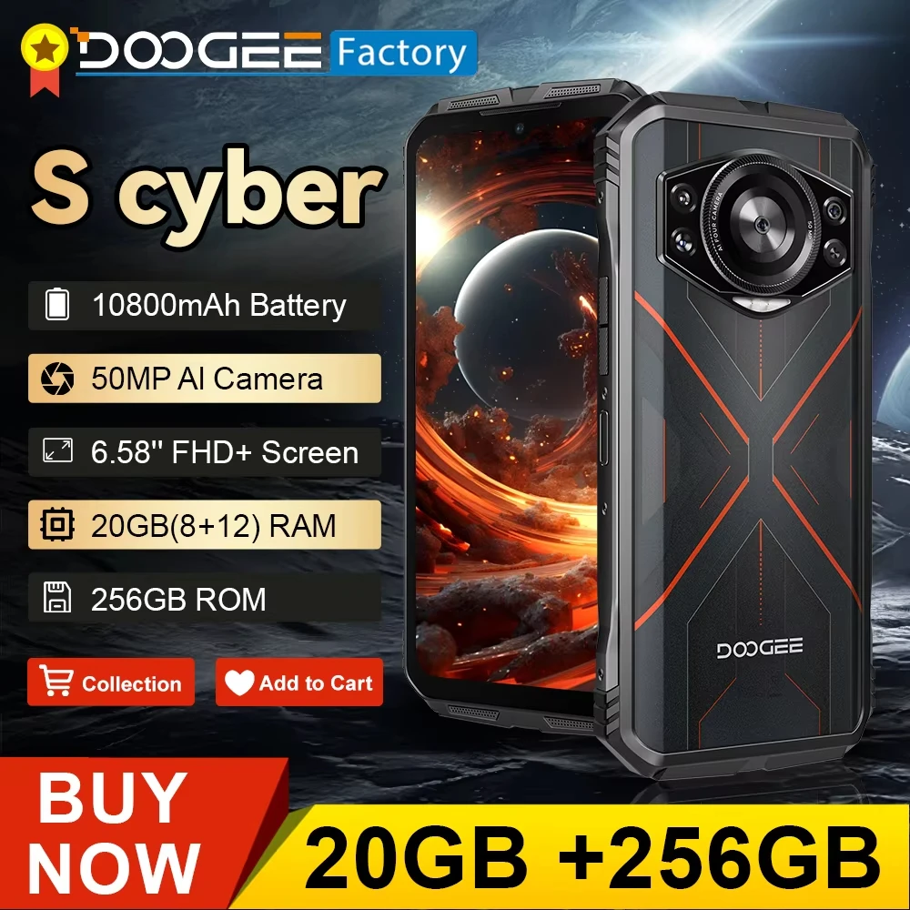 Global version DOOGEE S Cyber Rugged Phone 6.58" IPS Screen 8GB 256GB 10800mAh Large Battery 50MP AI Camera Smartphon Android 14 Global version DOOGEE S Cyber Rugged Phone 6.58" IPS Screen 8GB 256GB 10800mAh Large Battery 50MP AI Camera Smartphon Android 14