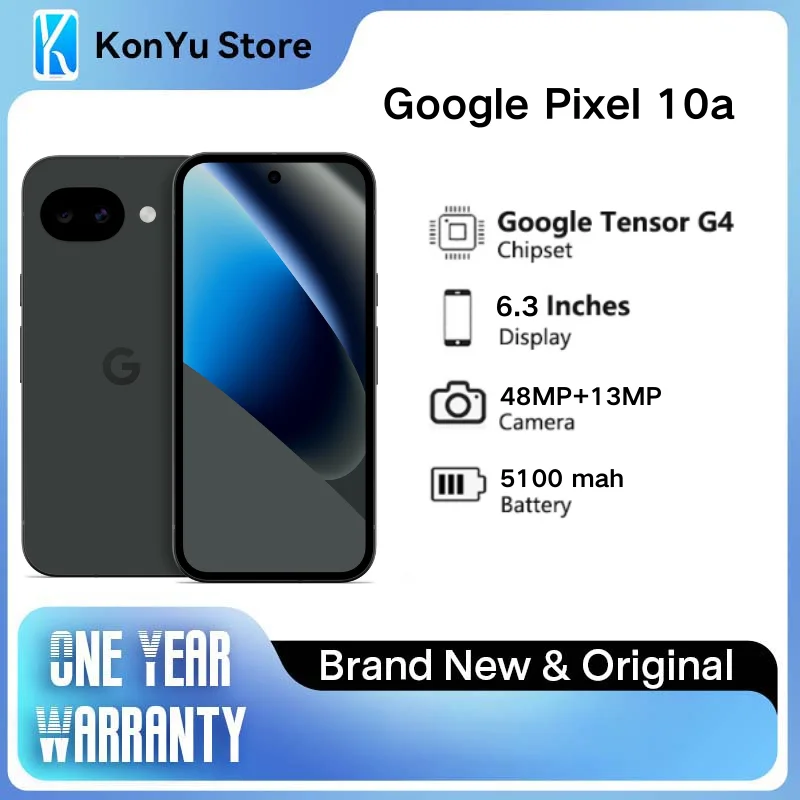 Google Pixel 10a 5G Smartphone Original Unlocked 6.3 Inch 120Hz OLED Tensor G4 5100mAh 30W Fast Charging Android 16 IP68 Global Google Pixel 10a 5G Smartphone Original Unlocked 6.3 Inch 120Hz OLED Tensor G4 5100mAh 30W Fast Charging Android 16 IP68 Global