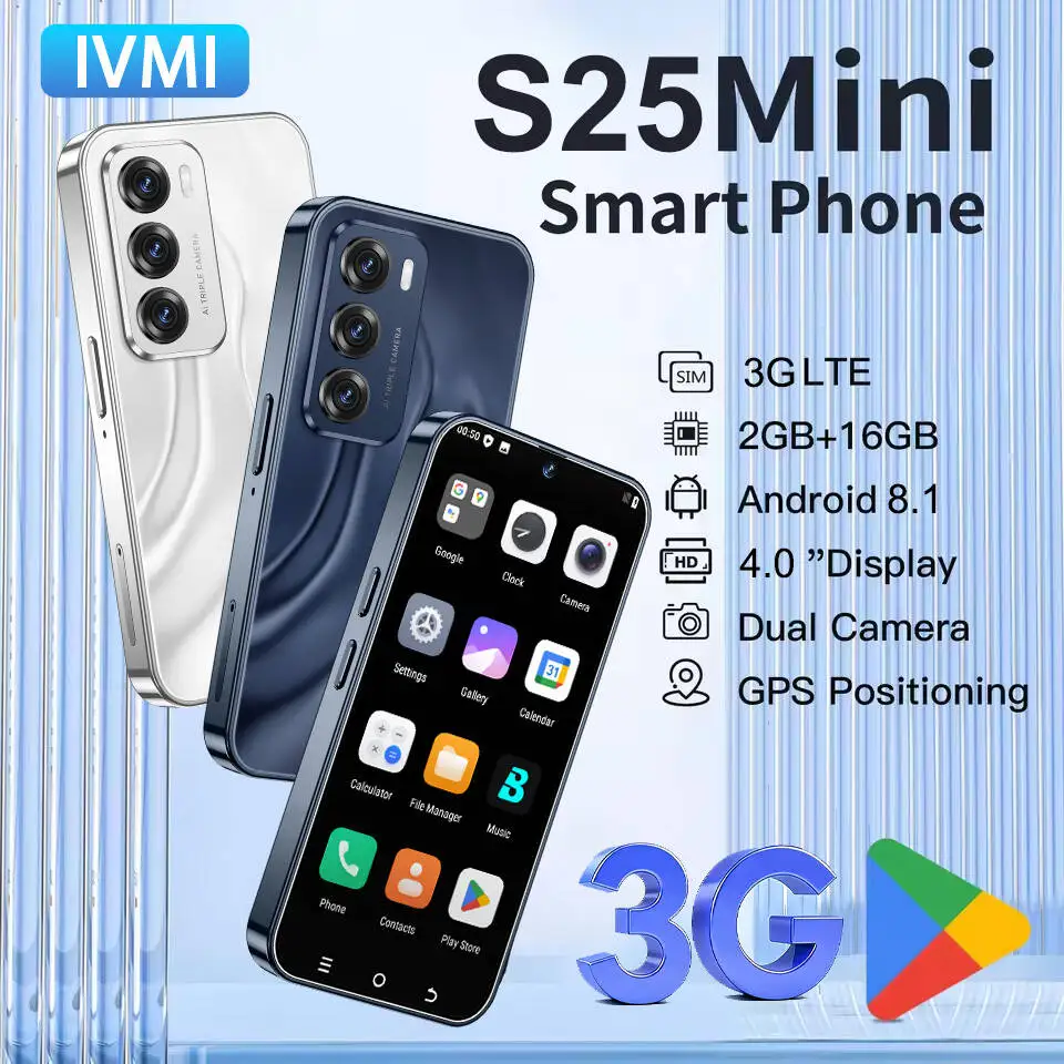 IVMI S25 Mini Smartphone 4.0" Display 2GB+16GB 3G WCDMA 2500mAh Battery WiFi GPS Play Store Android Unlocked Small Mobile Phone IVMI S25 Mini Smartphone 4.0" Display 2GB+16GB 3G WCDMA 2500mAh Battery WiFi GPS Play Store Android Unlocked Small Mobile Phone