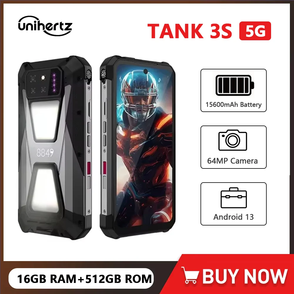 Unihertz tank 3S 8849 5G Rugged Phone with Projector 24/32GB 256/512GB Smartphone Android 14 15600mAh 64MP 66W Cellphone NFC Unihertz tank 3S 8849 5G Rugged Phone with Projector 24/32GB 256/512GB Smartphone Android 14 15600mAh 64MP 66W Cellphone NFC
