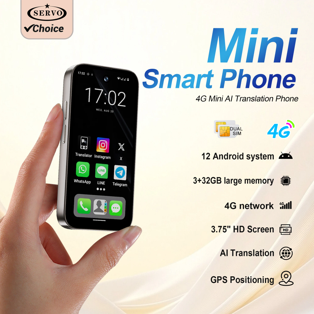 SERVO A1 PRO Mini Smartphone 4G LTE AI Translation 3GB+32GB Android 12.0 OS Play Store WiFi Face ID 2SIM 3.75" Small Smart Phone SERVO A1 PRO Mini Smartphone 4G LTE AI Translation 3GB+32GB Android 12.0 OS Play Store WiFi Face ID 2SIM 3.75" Small Smart Phone