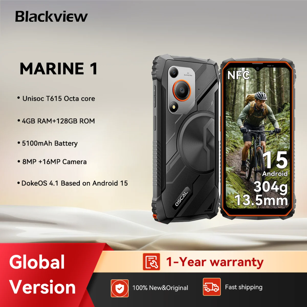 Blackview Oscal MARINE 1 Rugged Smartphone 6.56 inch HD+ Display Unisoc T615, 5100mAh, Gemini Al,Ultra-thin Cellphone Android 15 Blackview Oscal MARINE 1 Rugged Smartphone 6.56 inch HD+ Display Unisoc T615, 5100mAh, Gemini Al,Ultra-thin Cellphone Android 15
