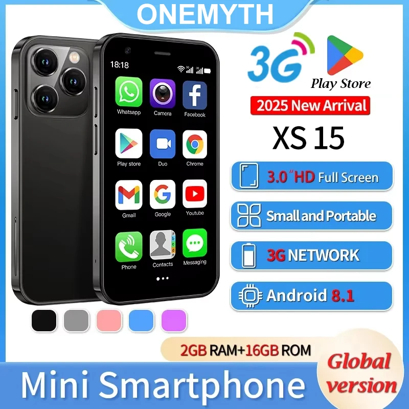 ONEMYTH XS15 Mini Smartphone Android 3.0-inch HD Display 2GB RAM 16GB ROM Dual SIM 3G Network Multi Color Small Phone ONEMYTH XS15 Mini Smartphone Android 3.0-inch HD Display 2GB RAM 16GB ROM Dual SIM 3G Network Multi Color Small Phone