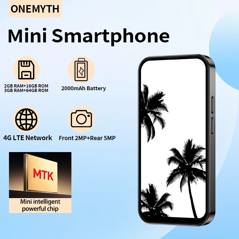 ONEMYTH M17 Pro 4.0-inch Mini Android Smartphone 4G Dual SIM 3GB+64GB Type-C GPS Face Recognition Google Play Store Small Phone
