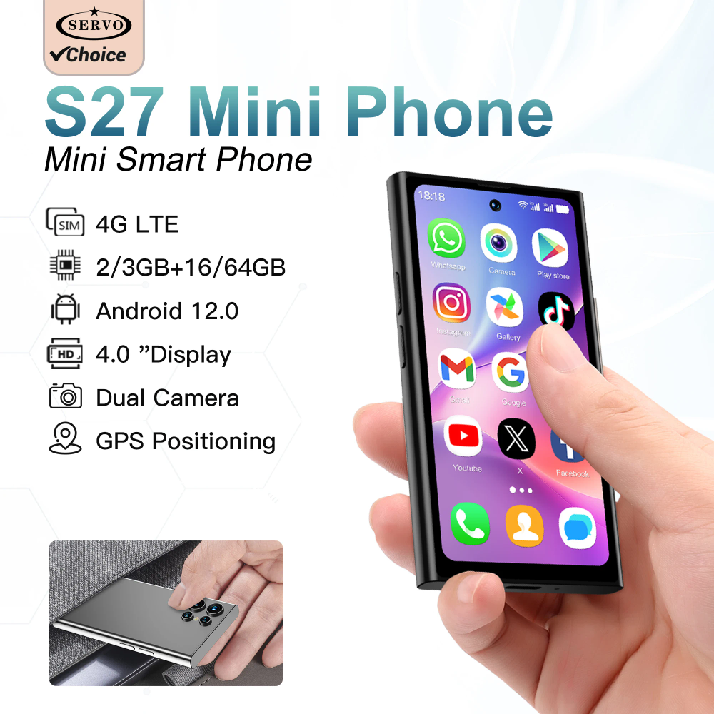SERVO S27 MINI Android OS Mini Smartphone 4G LTE 16GB/64GB ROM Play Store WiFi Face Unlock 2 SIM 4.0" Pocket Small Smart Phones SERVO S27 MINI Android OS Mini Smartphone 4G LTE 16GB/64GB ROM Play Store WiFi Face Unlock 2 SIM 4.0" Pocket Small Smart Phones