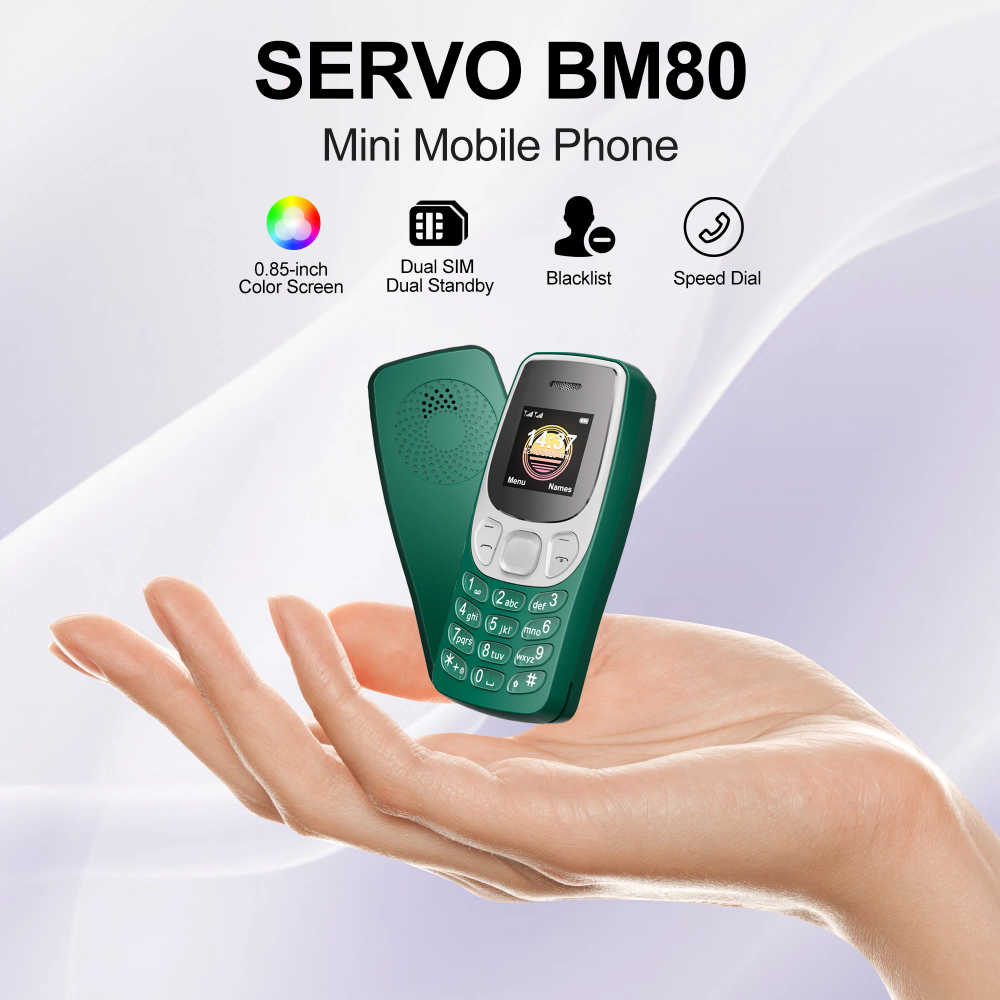 SERVO BM80 Mini Mobile Phone Dual SIM Card Speed Dial Magic Voice Call Recording 2G GSM 0.85" Screen Super Small Cellphone typeC