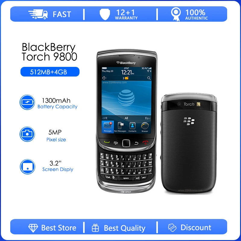 BlackBerry torch 9800 Refurbished-Unlocked 3G smartphone,QWERTY and touch 3.2inch,WiFi,GPS,5.0MP Refurbished