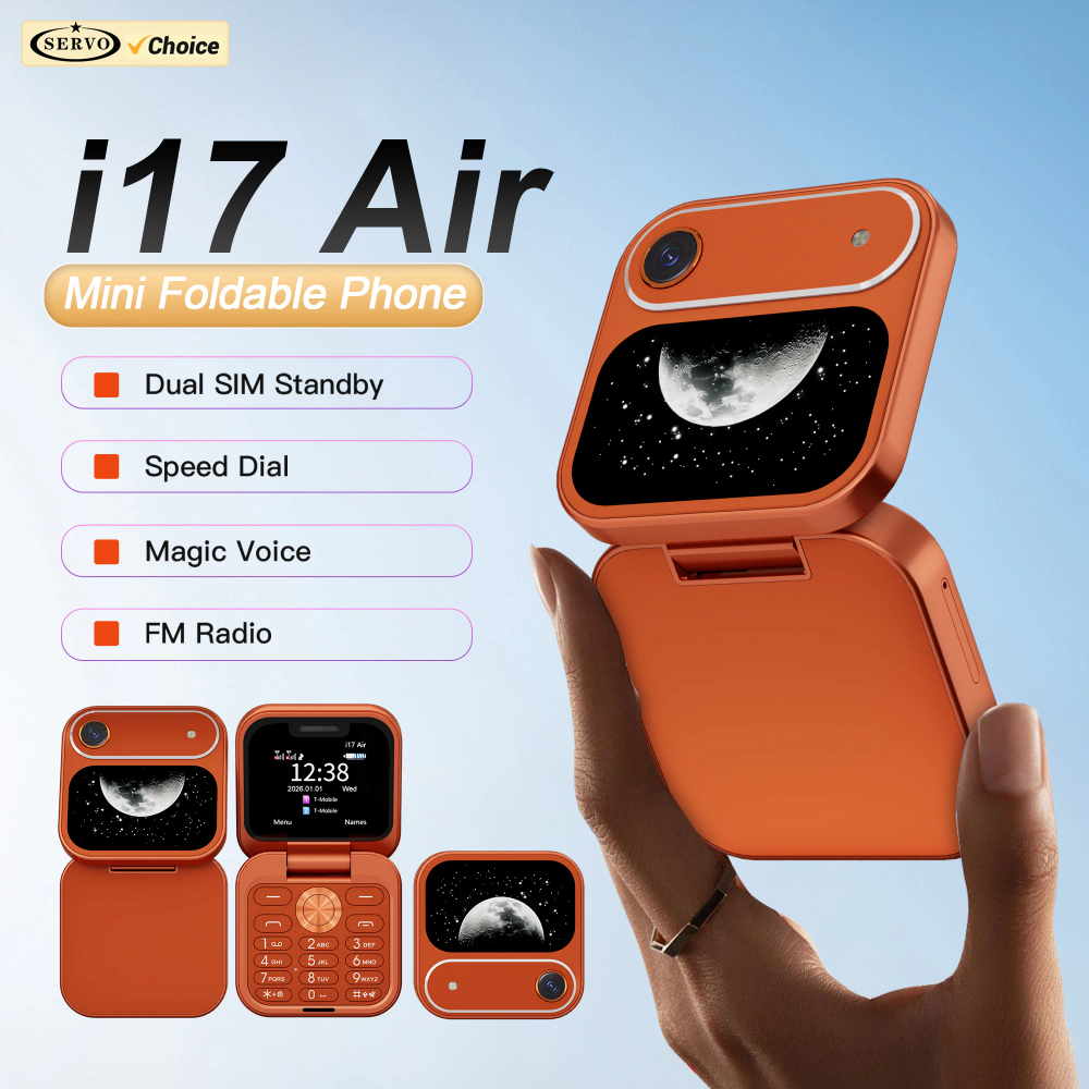 SERVO i17 AIR Mini Foldable Mobile Phone 2G GSM 1.77" Display Magic Voice Speed Dial FM Radio 2 SIM Card Small Square Cellphones SERVO i17 AIR Mini Foldable Mobile Phone 2G GSM 1.77" Display Magic Voice Speed Dial FM Radio 2 SIM Card Small Square Cellphones