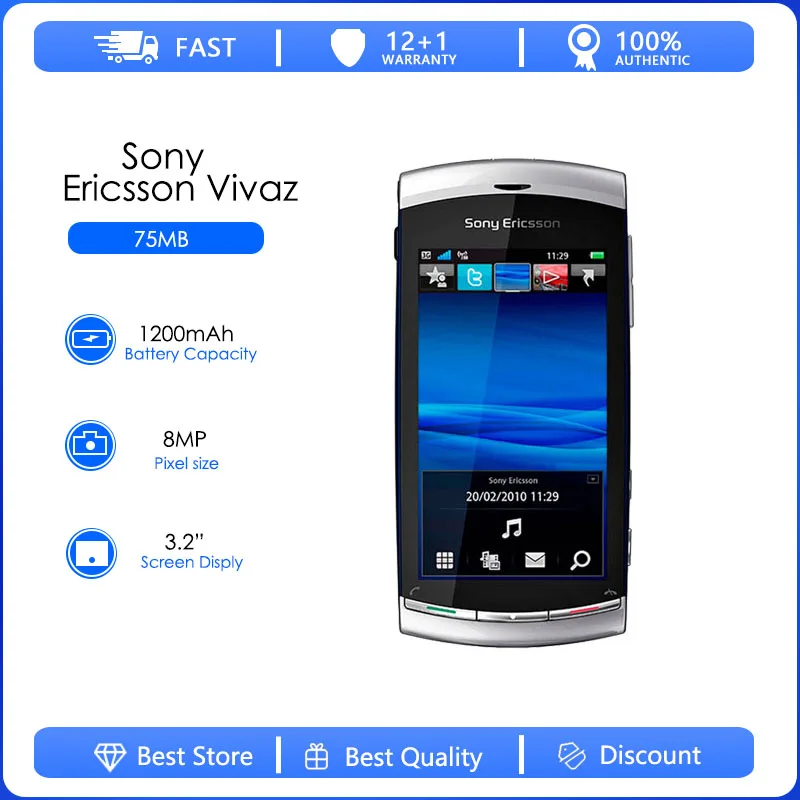 Sony Ericsson Vivaz U5i Refurbished-Original Unlocked Kurara Mobile Phone U5 phone 3G WIFI GPS 8MP 3.2" Touchscreen Free ship