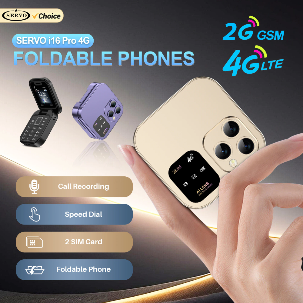 SERVO i16 Pro 2G GSM/4G LTE Network Small Flip Mobile Phone 2 SIM Standby Call Recording Speed Dial 1.77" Mini Folding Cellphone SERVO i16 Pro 2G GSM/4G LTE Network Small Flip Mobile Phone 2 SIM Standby Call Recording Speed Dial 1.77" Mini Folding Cellphone
