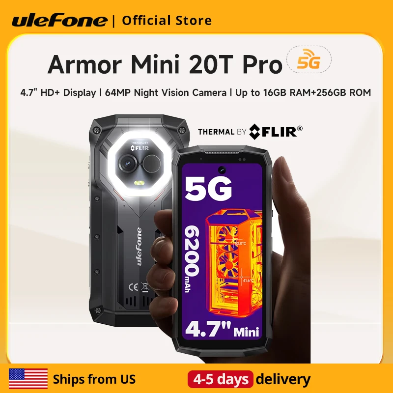 【Ships from US No tax】Ulefone Armor Mini 20T Pro 5G 4.7" Display Rugged Phone Android 14 Smartphone 16GB+256GB 33W 【Ships from US No tax】Ulefone Armor Mini 20T Pro 5G 4.7" Display Rugged Phone Android 14 Smartphone 16GB+256GB 33W