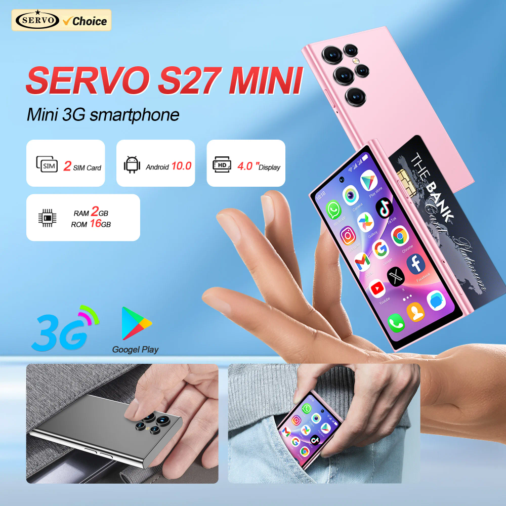 SERVO S27 MINI Android Palm Smartphone 3G WCDMA RAM 2GB ROM 16GB Google Play Face Unlock Dual SIM 4.0" Display Mini Smart Phones