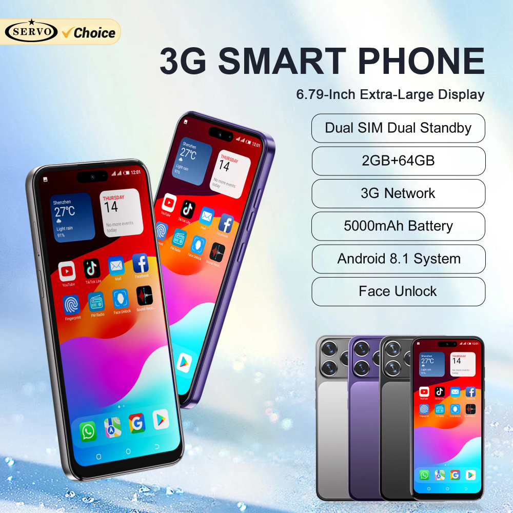 SERVO A17 PRO Android OS Smartphone 6.79" Big Display 2GB+64GB Play Store WiFi Hotspot 5000mAh Smart Mobile Phones 2 SIM Standby