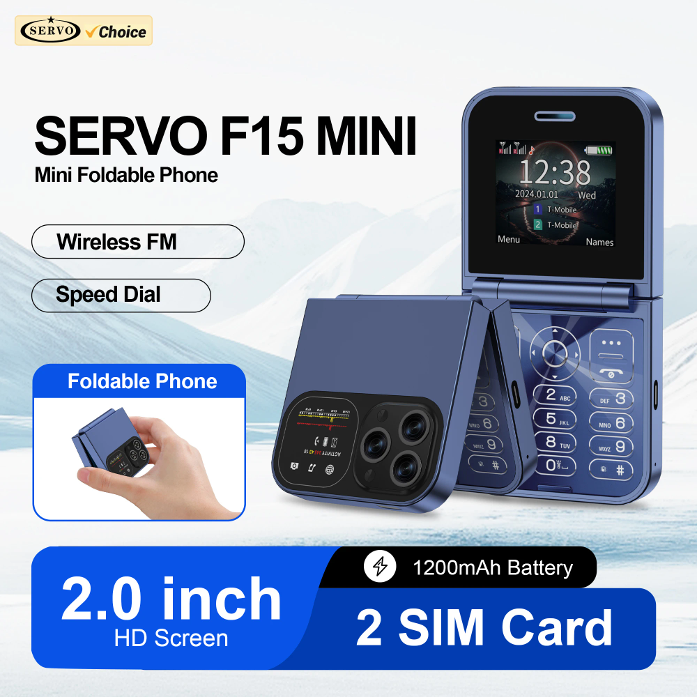 SERVO F15 Mini Flip Mobile Phone 2.0" Display Magic Voice Call Recording Speed Dial Flashlight 2G Fold Cellphones 2 SIM Standby