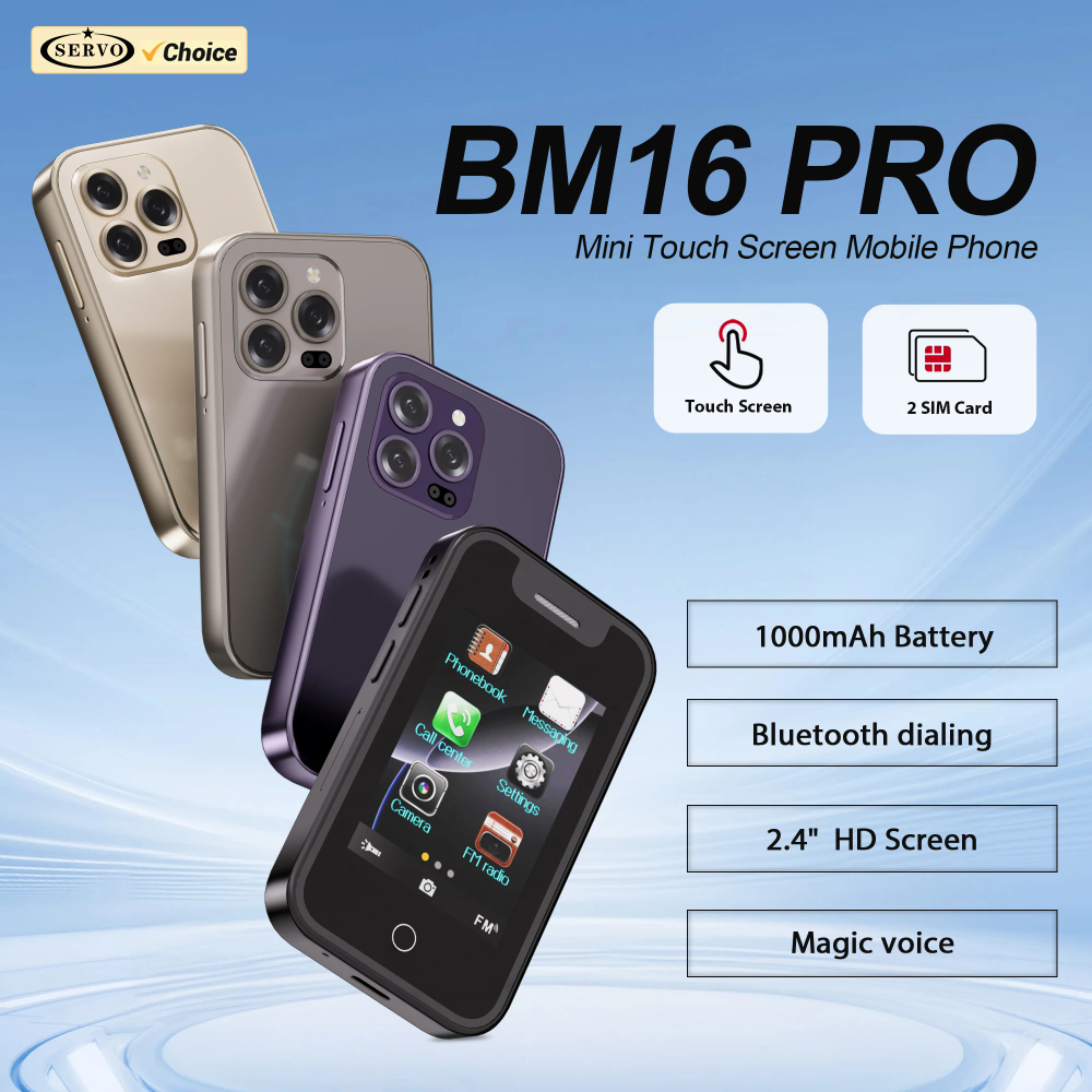 SERVO BM16 PRO Mini Feature Mobile Phone Dual SIM 2.4" Touch Display Call Recording Flashlight FM Radio 2G GSM Small Cellphones