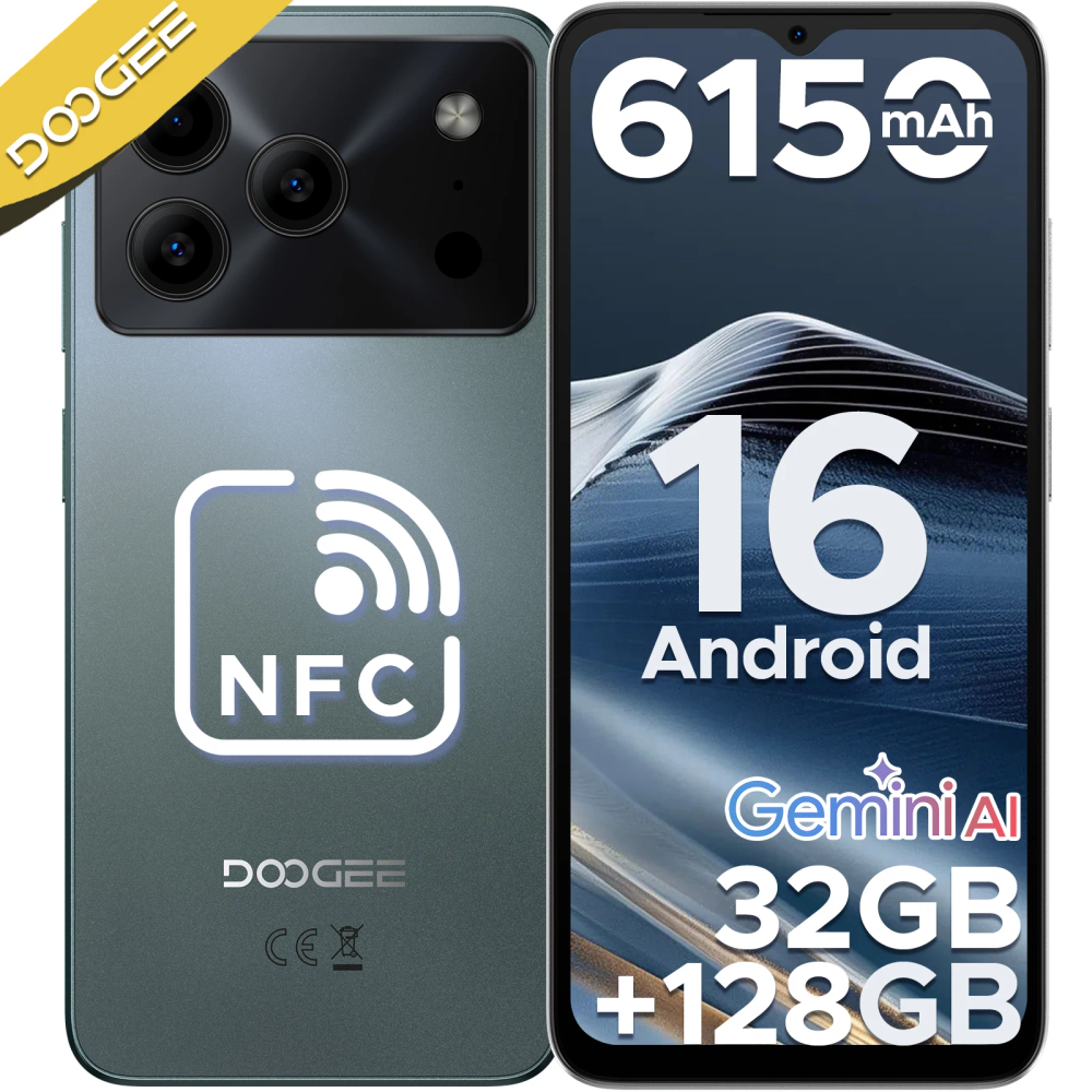 DOOGEE Note56 Pro Smartphone 6.56'' HD+ Display 90Hz Screen Android 16 32GB+128GB 6150mAh Battery Gemini Al Cellphone NF