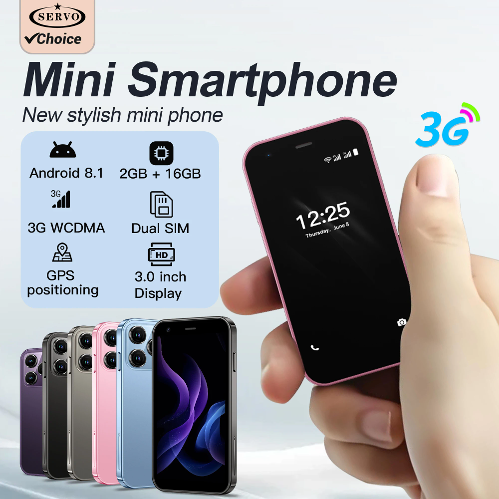 SERVO Mini Smartphone Dual SIM cards Android 8.1 System 2GB+16GB 3G Network Play Store WiFi 3.0" Display Small Smart Phone