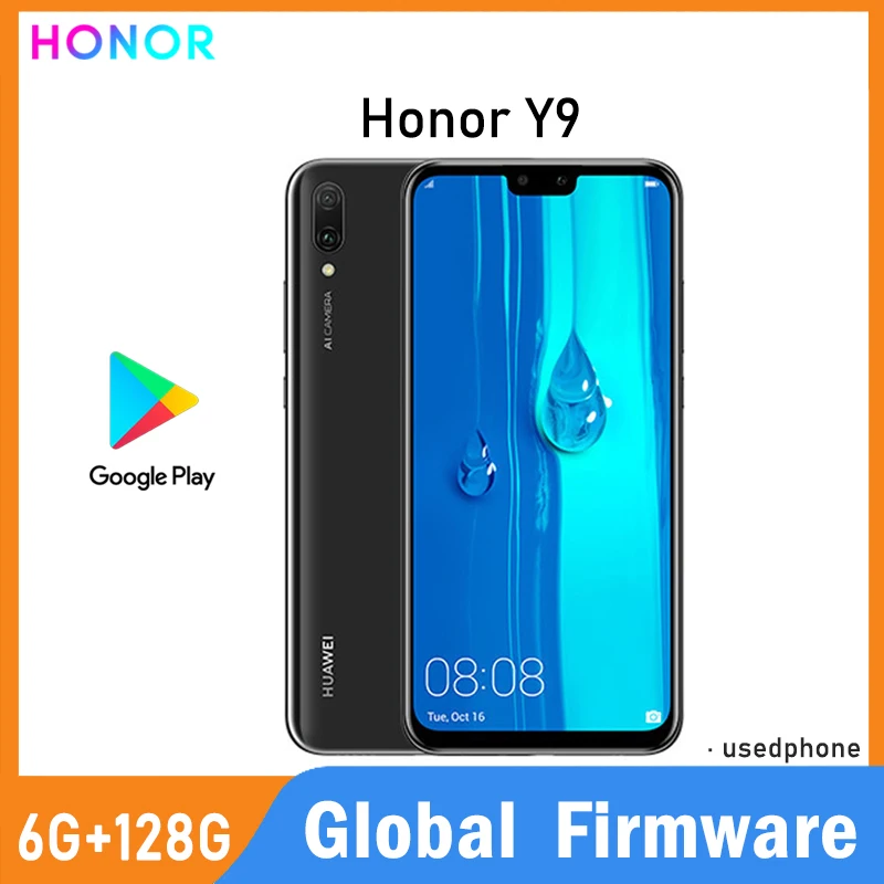 Global Firmware HONOR Y9-2019 Smartphone 4G "6.5" Android CPU Haisi Qilin 710 Camera 16M Battery 4000 mAh 2MP used phone