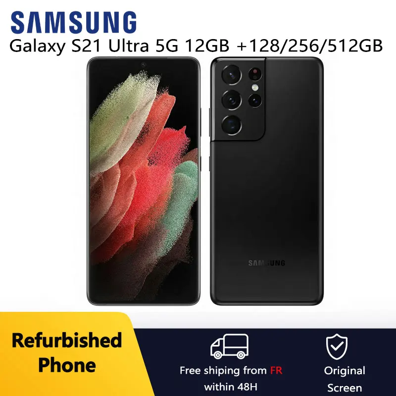 Refurbished Samsung Galaxy S21 Ultra 5G G998U1 6.8" AMOLED 12GB+128/256/512GB Snapdragon NFC SmartPhone Excellent Condition