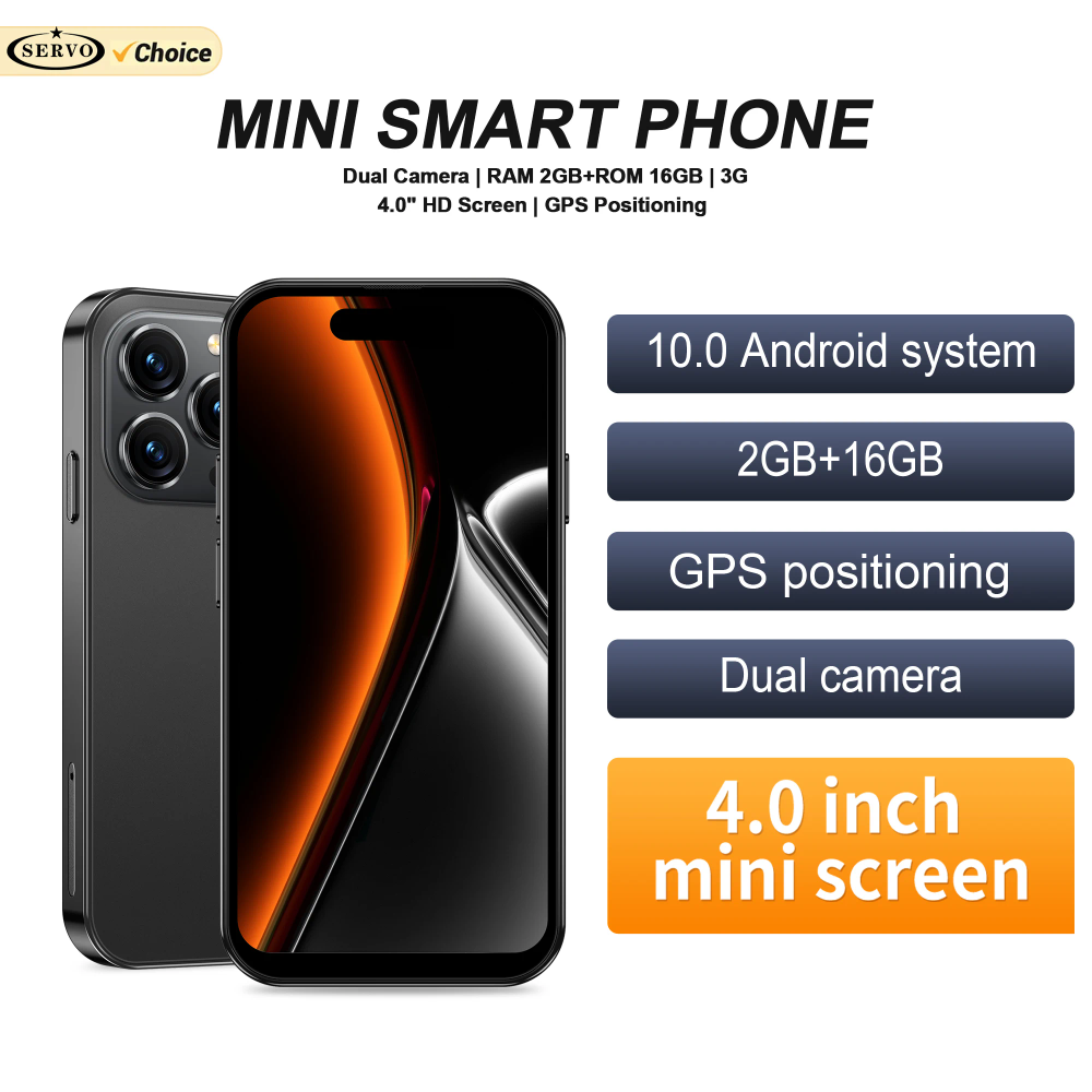SERVO 3G WCDMA Mini Smartphone Android10.0 System 2GB+16GB Play Store WhatsAPP WiFi Hotspot Face Unlock 4.0" Small Smart Phones