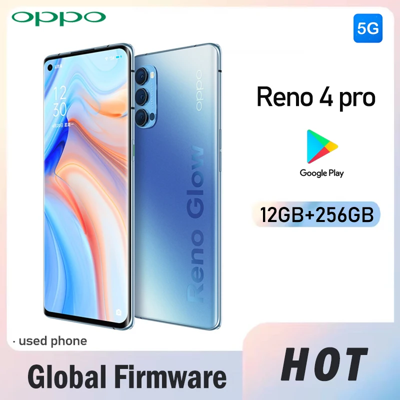 OPPO Reno 4 pro 5G Smartphone Global firmware Rear camera 48MP RAM 12GB ROM 256GB 4000mAh battery used phone