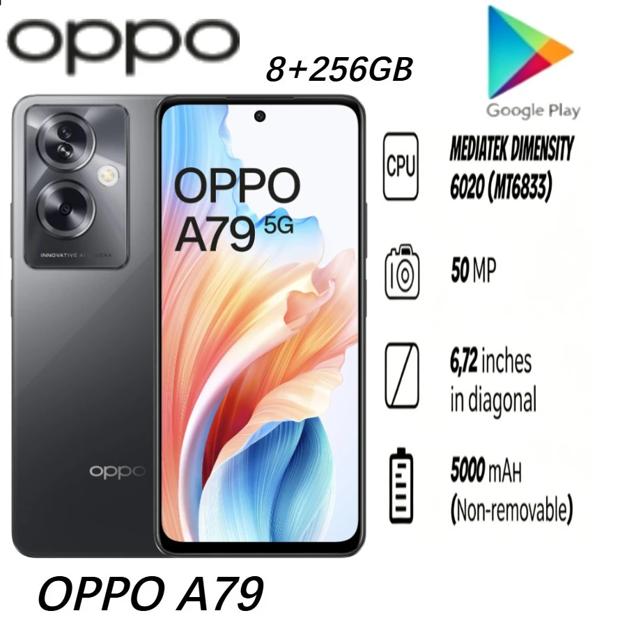 2026 new OPPO A79 8+256GB Smartphone Facial Recognition Fast Charging Full-Screen Display Ideal Backup Phone for Students