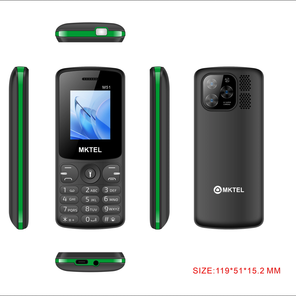 (M51) MKTEL mobile phone, SC6533G motherboard, 1.77screen, 8W pixel camera, USB 20 three-in-one speaker, 8*5 strong light, with
