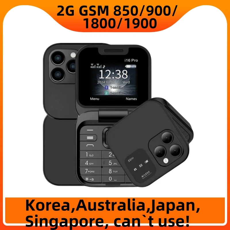 I16 Pro Lady Cover Foldable Flip Mobile Phone 1.77" Dual Sim MP3 Magic Voice Flashlight Speed Dial Senior Clamshell CellPhone