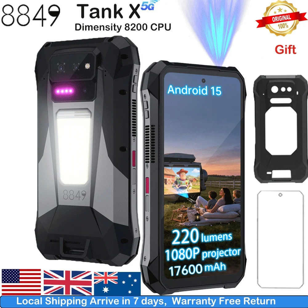 8849 Tank X Unihertz 220 Lumens Projector Rugged Smart Phone Support 1080P 5G AI Android 15 17600mAh 512GB Dimensity 8200 8849 Tank X Unihertz 220 Lumens Projector Rugged Smart Phone Support 1080P 5G AI Android 15 17600mAh 512GB Dimensity 8200