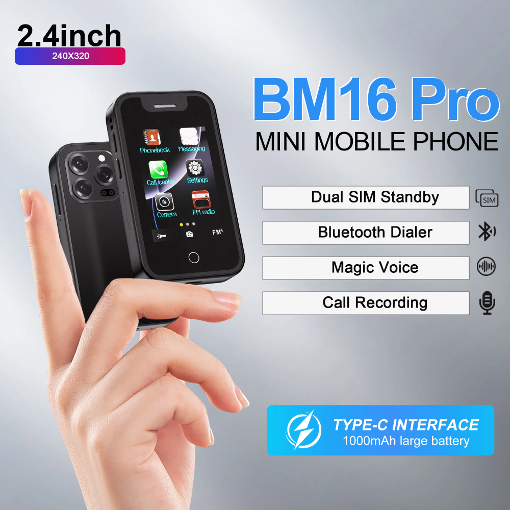 SERVO BM16 PRO Touch Screen Mini Mobile Phone Magic Voice Call Recording Flashlight Dual SIM Standby 2G Small Pocket Cellphones