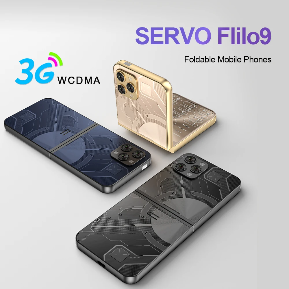 SERVO Flilo9 Flip Mobile Phone Speed Dial FM Radio Blacklist Vibration 3G WCDMA 2.6" Screen Button Foldable Phones 2 SIM Standby