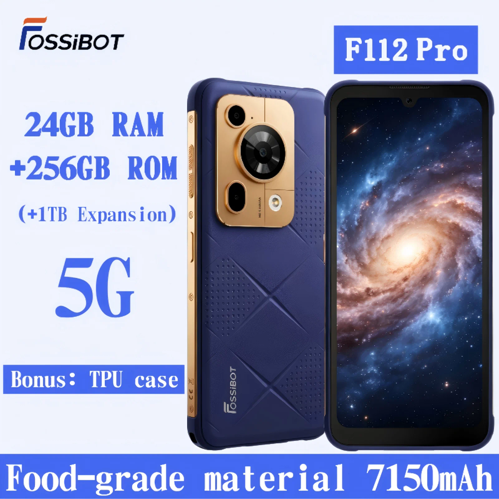 FOSSiBOT F112 Pro Rugged Smartphones 5G, Mobile Phones 2026 with 24GB RAM+256GB ROM, 6.88"HD+120Hz, 7150mAh＆NFC, Bonus: TPU case