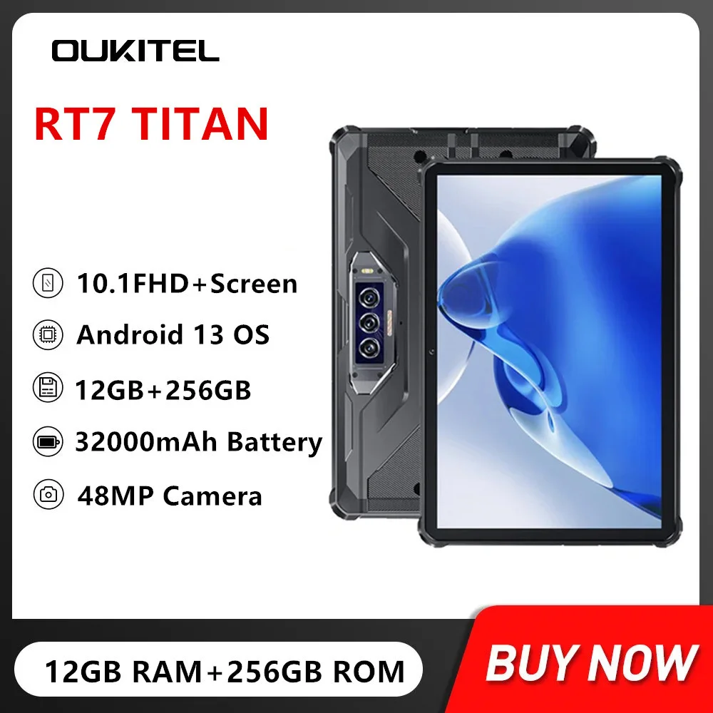 Oukitel RT7 TITAN 5G Rugged Tablet PC 12GB+256GB Android 13 Pad 10.1Inch FHD Tablet 48MP Camera 32000mAh Battery 33W Fast Charge Oukitel RT7 TITAN 5G Rugged Tablet PC 12GB+256GB Android 13 Pad 10.1Inch FHD Tablet 48MP Camera 32000mAh Battery 33W Fast Charge