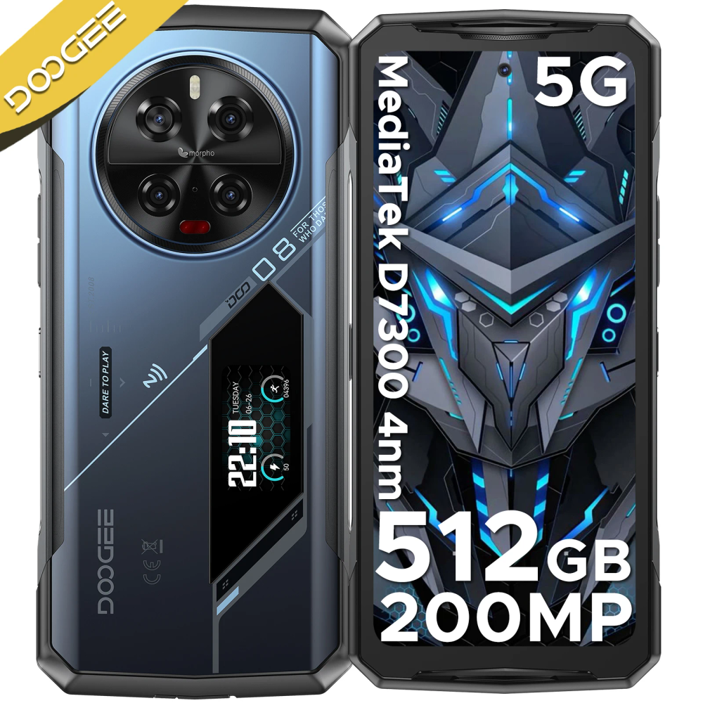 DOOGEE V40 Pro 5G Rugged Phone 6.78" FHD+ 120Hz 16GB+512GB IP68 Dimensity 7300 200MP AI Camera 8680mAh Battery Gaming Phone NFC