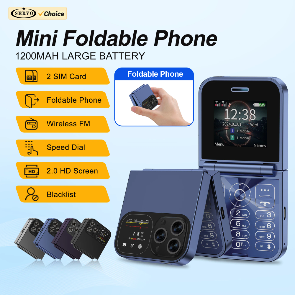 SERVO F15 MINI Flip Mobile Phone Dual SIM Standby Magic Voice Auto Call Recording Speed Dial Flashlight Mini Foldable Cellphones