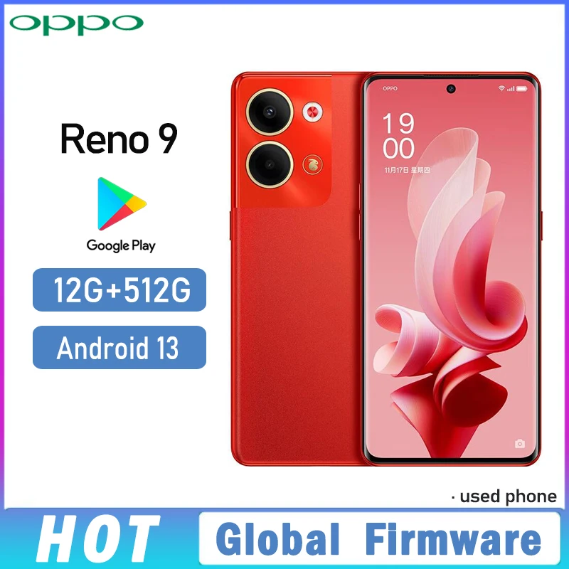 Global firmware OPPO Reno 9 5G smartphone Snapdragon 778G 6.7" 2412x1080 16GB 256GB 4500mAh Used Phone